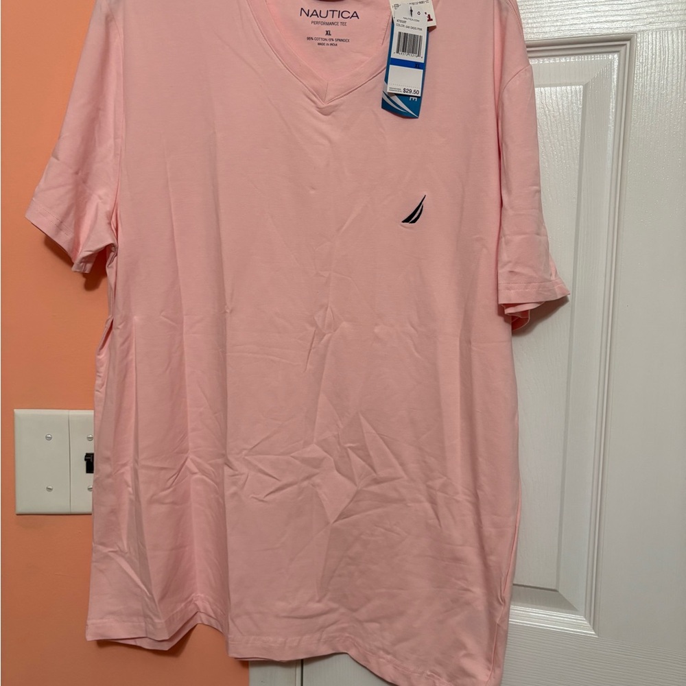 Nautica Pink Short Sleeve Tee Casual Comfort